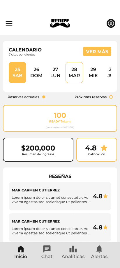 Dashboard del barbero